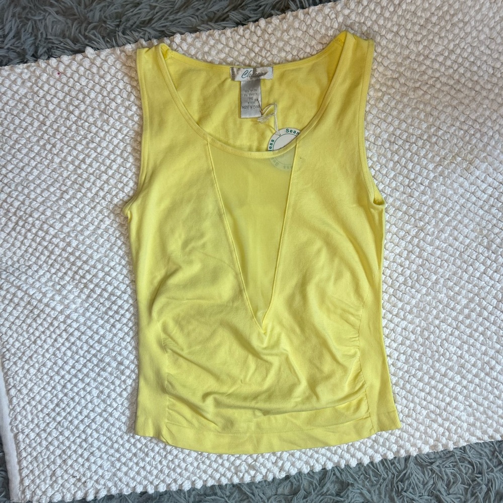 NWT Yellow Mesh Trim Seamless Tank Top